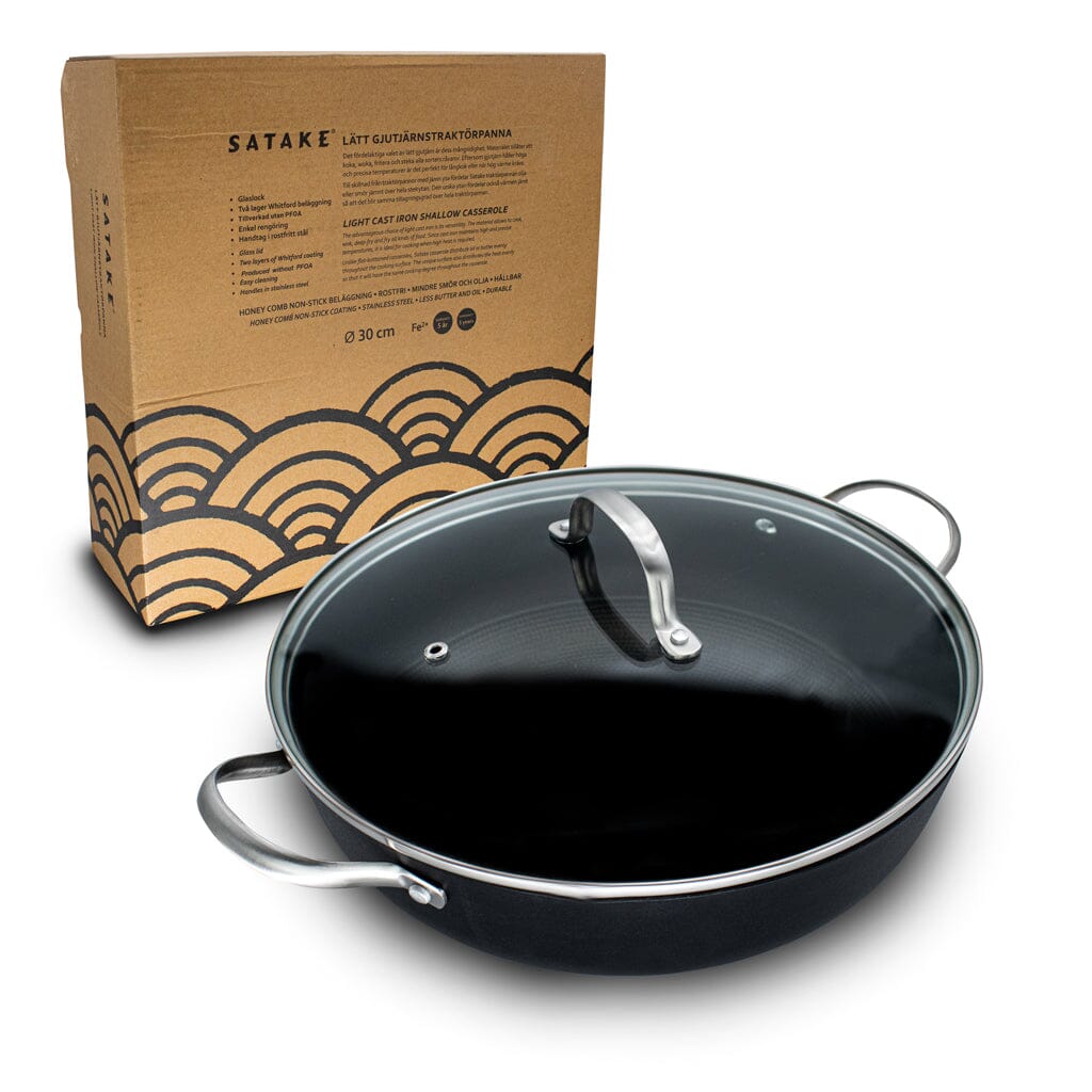 Satake Frying Pan Lightweight Honeycomb Non-Stick 30 cm - Frying Pans Cast Iron Black - SPANNA30