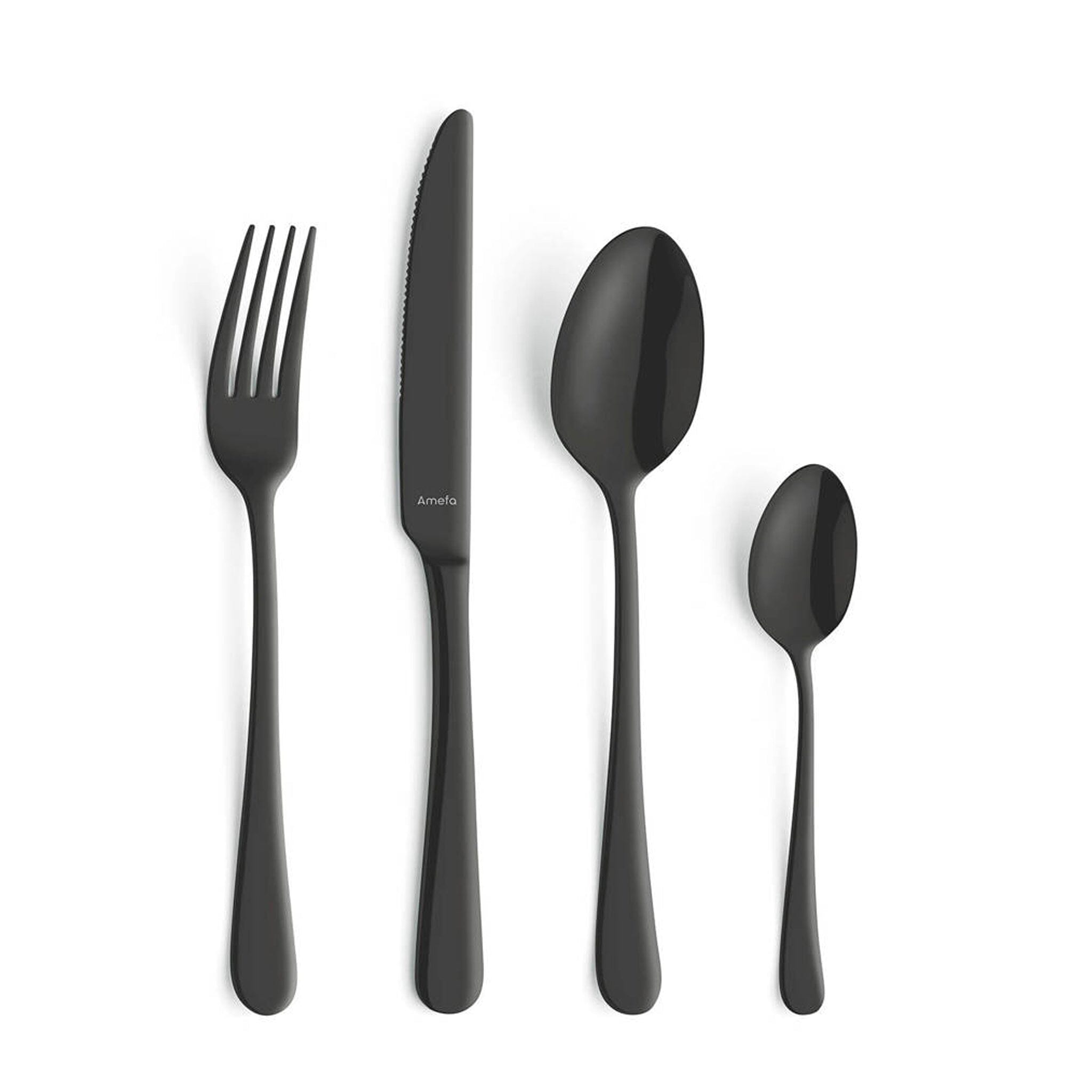 AJOYOUS 16/24pcs Black Cutlery Set 304 Stainless Steel Matte