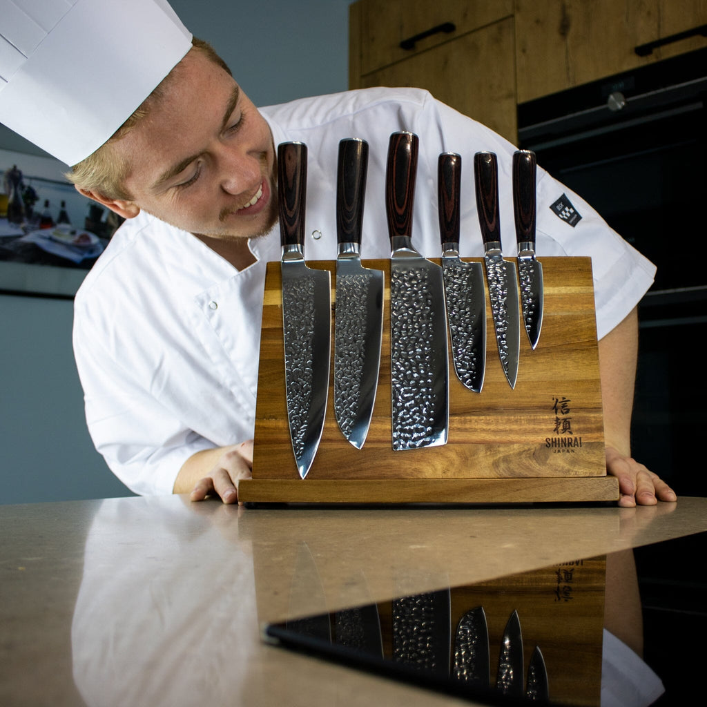 Hammered stainless steel 6-piece knife set – KookGigant