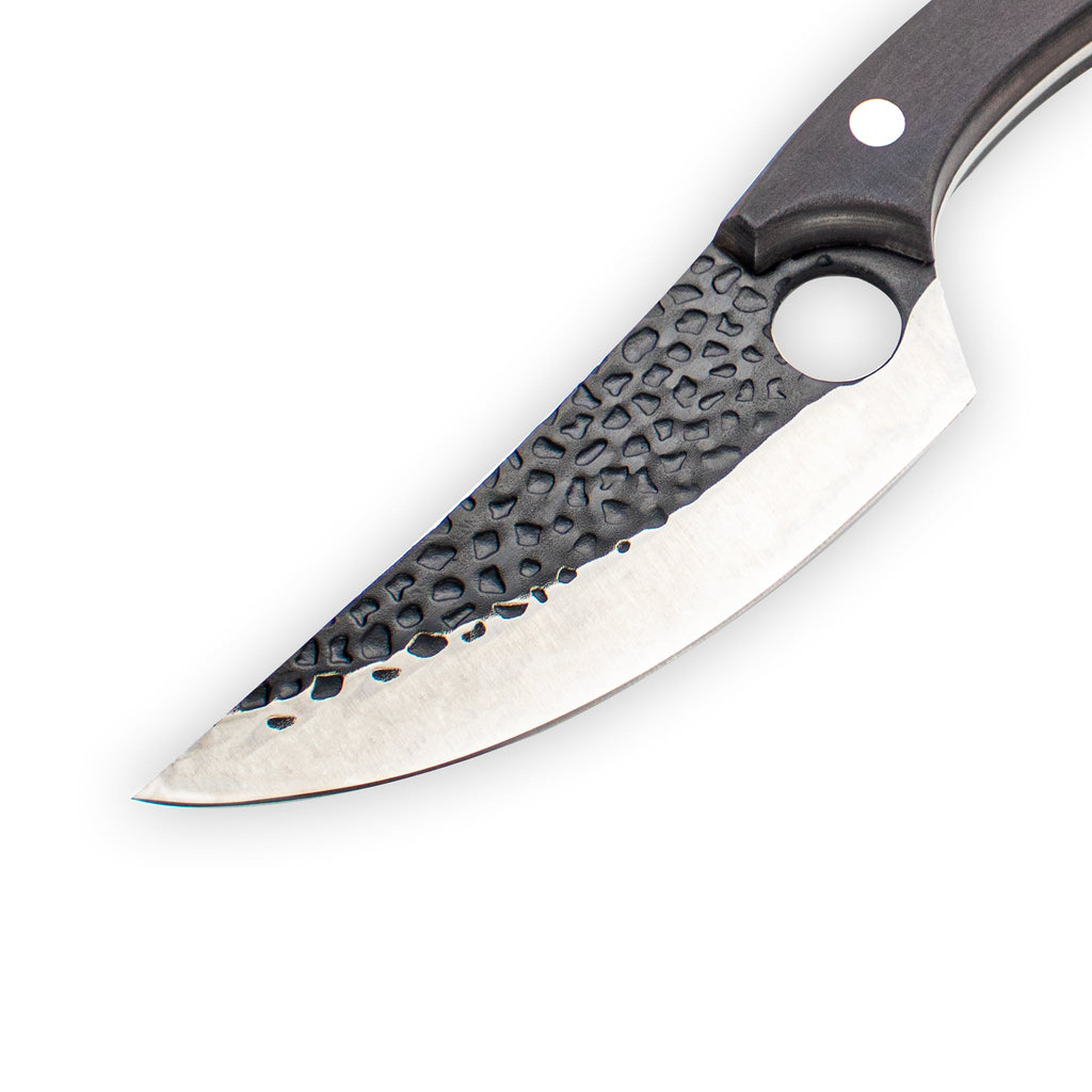 Hammered stainless steel Gladiator Series - Universal chef's knife with  brown holster – KookGigant