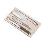 Lou Laguiole - 3-pc cheese set in wooden box - mixed color (pepper/pearl/taupe) Kaasmessen Lou Laguiole 