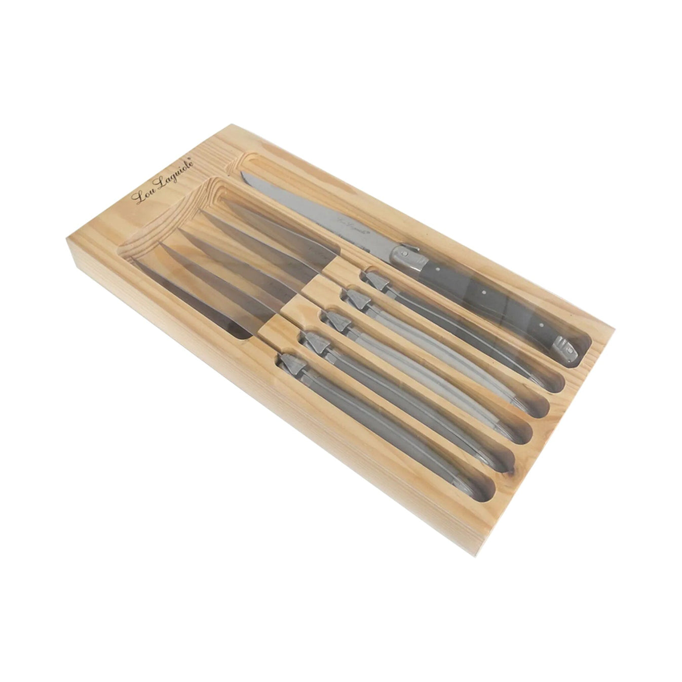 Lou Laguiole Tradition 6 Steak Knives Pepper/Pearl/Taupe KookGigant
