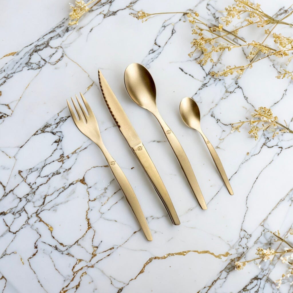 Lou Laguiole Jet 16piece Cutlery Set Stonewash Champagne KookGigant