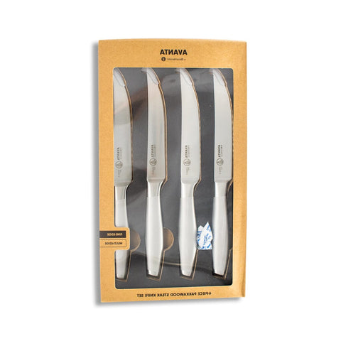 Messermeister Avanta Stainless Steel Fine Edge Steak Knife Set, 4